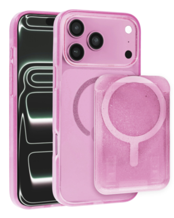 Glitter Magnetic Case with Wallet Slot for iPhone 17 Pro Max / 18 Pro Max (PINK) (Only Ground Shipping)
