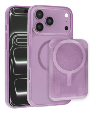 Glitter Magnetic Case with Wallet Slot for iPhone 17 Pro Max / 18 Pro Max (PURPLE) (Only Ground Shipping)