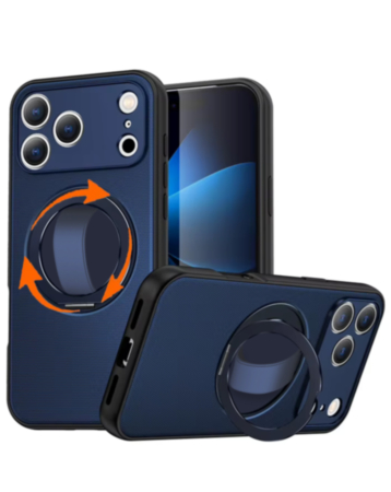 Textured Shockproof Case with 360 Rotating Ring Stand for iPhone 17 Pro Max / 18 Pro Max (BLUE) (Only Ground Shipping)