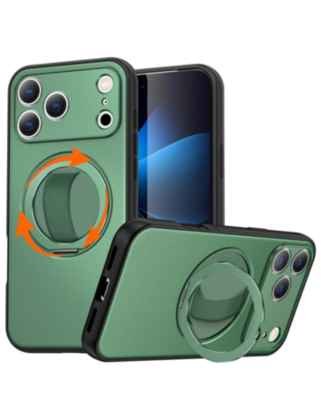 Textured Shockproof Case with 360 Rotating Ring Stand for iPhone 17 Pro Max / 18 Pro Max (GREEN) (Only Ground Shipping)