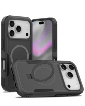 Protective Hybrid Magnetic 360 Ring Case for iPhone 17 Pro Max / 18 Pro Max (BLACK) (Only Ground Shipping)