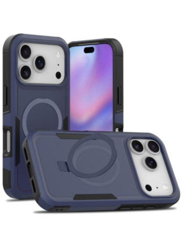 Protective Hybrid Magnetic 360 Ring Case for iPhone 17 Pro Max / 18 Pro Max (NAVY) (Only Ground Shipping)