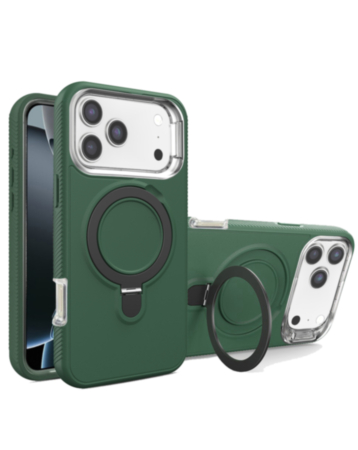 Support Heavy Duty Case with Wireless Charging Kickstand (Dark Green) for iPhone 17 Pro Max / 18 Pro Max (Only Ground Shipping)
