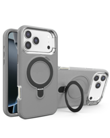 Support Heavy Duty Case with Wireless Charging Kickstand (Gray) for iPhone 17 Pro Max / 18 Pro Max (Only Ground Shipping)