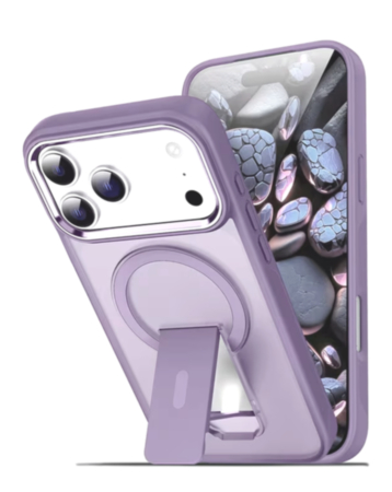 Clear Magnetic Case with Built-in Kickstand for iPhone 17 Pro Max / 18 Pro Max (LAVENDER) (Only Ground Shipping)