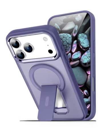 Clear Magnetic Case with Built-in Kickstand for iPhone 17 Pro Max / 18 Pro Max (PURPLE) (Only Ground Shipping)