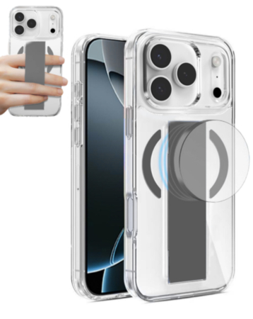 Hard Clear Case with MagGrip for iPhone 17 Pro Max / 18 Pro Max (GRAY) (Only Ground Shipping)