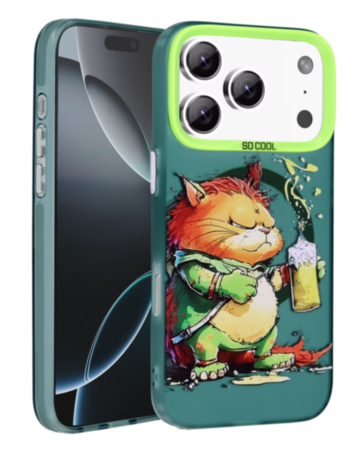 Animal Graffiti Design Wireless Charging Case for iPhone 17 Pro Max / 18 Pro Max (ORANGE HOODED CREATURE) (Only Ground Shipping)