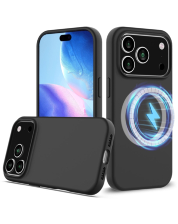 Soft Solid Silicone Case with Wireless Charging for iPhone 17 Pro Max / 18 Pro Max (BLACK) (Only Ground Shipping)