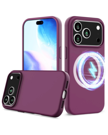 Soft Solid Silicone Case with Wireless Charging for iPhone 17 Pro Max / 18 Pro Max (MAROON) (Only Ground Shipping)