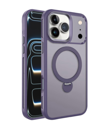 Wireless Charging Case with Built-in Rotating Ring Stand (Purple) for iPhone 17 Pro / 18 Pro (Only Ground Shipping)
