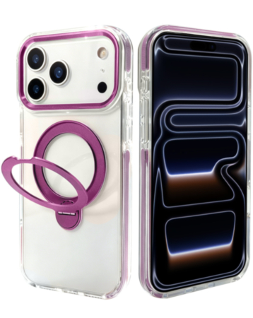 Transparent Magnetic Case with Kickstand (Burgundy) for iPhone 17 Pro Max / 18 Pro Max (Only Ground Shipping)