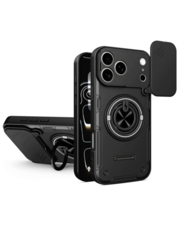Magnetic Ring Stand Case with Camera Cover (BLACK) for iPhone 17 Pro Max / 18 Pro Max (Only Ground Shipping)