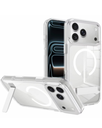 Magsafe Clear Case with Metal Stand for iPhone 17 Pro / 18 Pro (SILVER) (Only Ground Shipping)