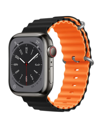 iWatch (38/40/41mm) Ocean Band Silicone Sport Strap Band (BLACK & ORANGE) (Only Ground Shipping)