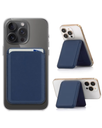 Magnetic Leather Phone Wallet Stand with IC Chip (BLUE) (Only Ground Shipping)