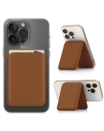 Magnetic Leather Phone Wallet Stand with IC Chip (BROWN) (Only Ground Shipping)