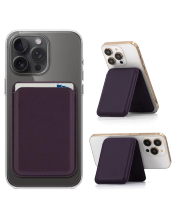 Magnetic Leather Phone Wallet Stand with IC Chip (PURPLE) (Only Ground Shipping)