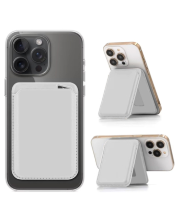 Magnetic Leather Phone Wallet Stand with IC Chip (WHITE) (Only Ground Shipping)
