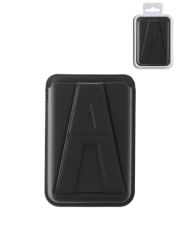 A Design Leather Magnetic Card Wallet Holder with Stand - BLACK (Only Ground Shipping)