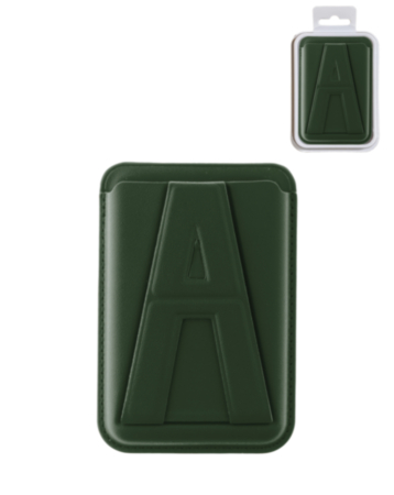 A Design Leather Magnetic Card Wallet Holder with Stand - GREEN (Only Ground Shipping)