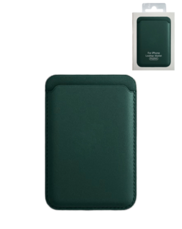 Leather Magnetic Card Wallet Holder - GREEN (Only Ground Shipping)