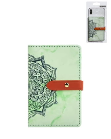 Universal Back Phone Datura Flower Leather Card Slot (GREEN) (Only Ground Shipping)