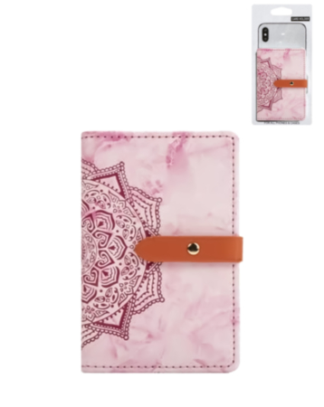 Universal Back Phone Datura Flower Leather Card Slot (HOT PINK) (Only Ground Shipping)