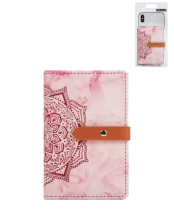 Universal Back Phone Datura Flower Leather Card Slot (PINK) (Only Ground Shipping)