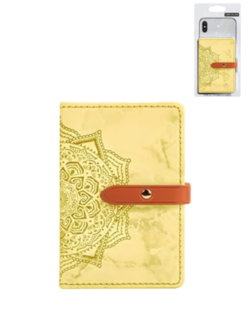 Universal Back Phone Datura Flower Leather Card Slot (YELLOW) (Only Ground Shipping)