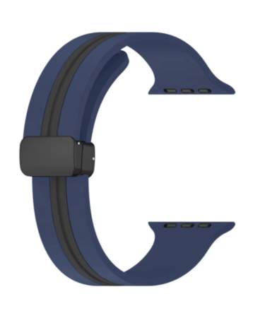MagStripe Dual Color Magnetic Silicone Band (Midnight Blue & Black) for iWatch (42 / 44 / 45 / 46 / 49mm) (Only Ground Shipping)