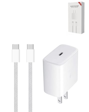 100W USB C-C Fast Charging Cable with USB-C Power Adapter for iPhone 15/16/17 and iPads Series (6ft) (45W) (Only Ground Shipping)