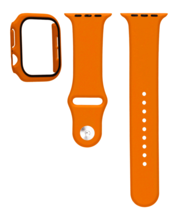 Silicone Soft Band with Tempered Glass - ORANGE for iWatch 46mm (Only Ground Shipping)