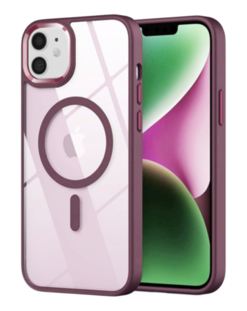 Shiny Magnetic Clear Cases (Burgundy) for iPhone 11 (Only Ground Shipping)