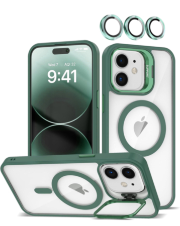 Transpalet Silicone case & Camera stand with Camera Lens - DARK GREEN for iPhone 11 (Only Ground Shipping)