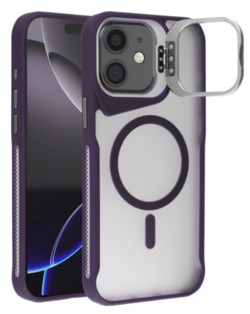 Matte Transparent Camera Stand Case with Wireless Charging - DARK PURPLE for iPhone 11 (Only Ground Shipping)