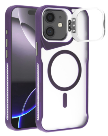 Matte Transparent Camera Stand Case with Wireless Charging - PURPLE for iPhone 11 (Only Ground Shipping)
