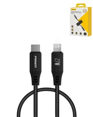 PISEN MagiPi Magloop USB C-L Fast Charging Cable (Black) (27W) (3ft) (Only Ground Shipping)