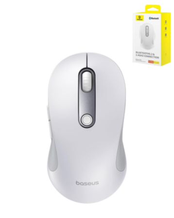 BASEUS F02 Ergonomic Wireless Mouse Bluetooth (MOON WHITE) (Only Ground Shipping)