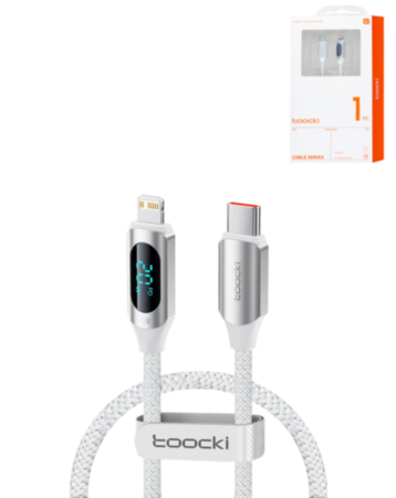 Toocki USB C-L Non-MFI Fast Charging Data Cable with Display (WHITE) (20W) (3ft) (Only Ground Shipping)
