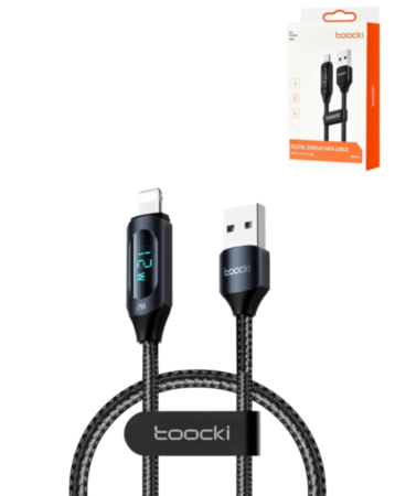 Toocki USB A-L Non-MFI Fast Charging Data Cable with Display (BLACK) (12W) (3ft) (Only Ground Shipping)