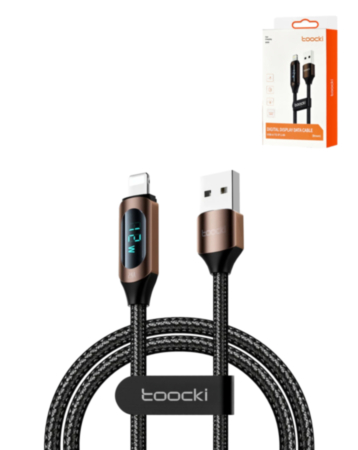 Toocki USB A-L Non-MFI Fast Charging Data Cable with Display (BROWN) (6ft) (12W) (Only Ground Shipping)