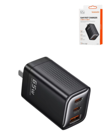 Toocki 65W USB C+C+A Super Fast GaN Charger (BLACK) (Only Ground Shipping)