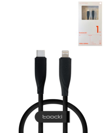 Toocki USB C-L Non-MFI Fast Charging Data Cable (BLACK) (3ft) (20W) (Only Ground Shipping)