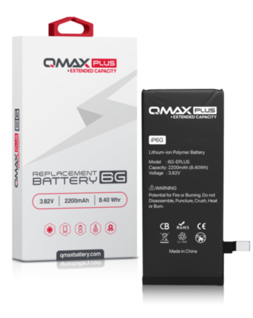 QMAX Plus Extended Capacity Replacement Battery for iPhone 6 (2200 mAh) (Only Ground Shipping)