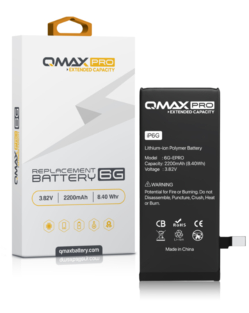 QMAX Pro Extended Capacity Replacement Battery for iPhone 6 (2200 mAh) (Only Ground Shipping)
