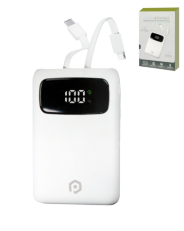 POMGEAR Power4Connect Rapid Charge Portable Power Bank with Digital Display (WHITE) (5000mAh) (Only Ground Shipping)