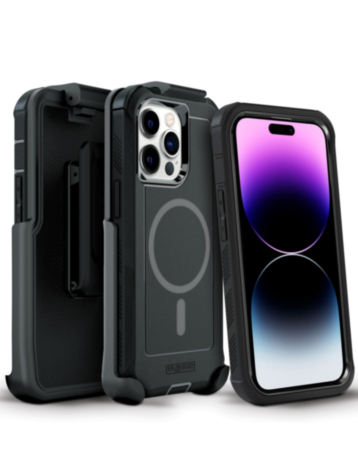 xBase Boulder Heavy-Duty MagSafe Protective Case with Belt Clip for iPhone 15 Pro Max (BLACK) (Only Ground Shipping)