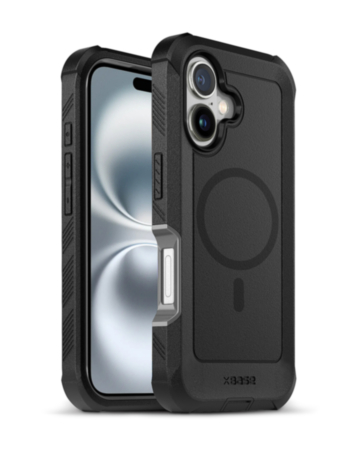 xBase by PowerPeak Boulder Heavy Duty MagSafe Protective Case for iPhone 16 (Black) (Only Ground Shipping)