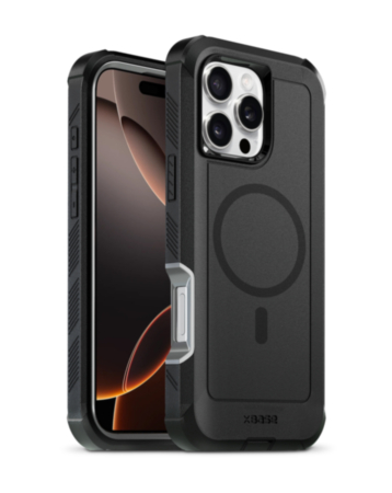 xBase by PowerPeak Boulder Heavy Duty MagSafe Protective Case for iPhone 16 Pro (Black) (Only Ground Shipping)